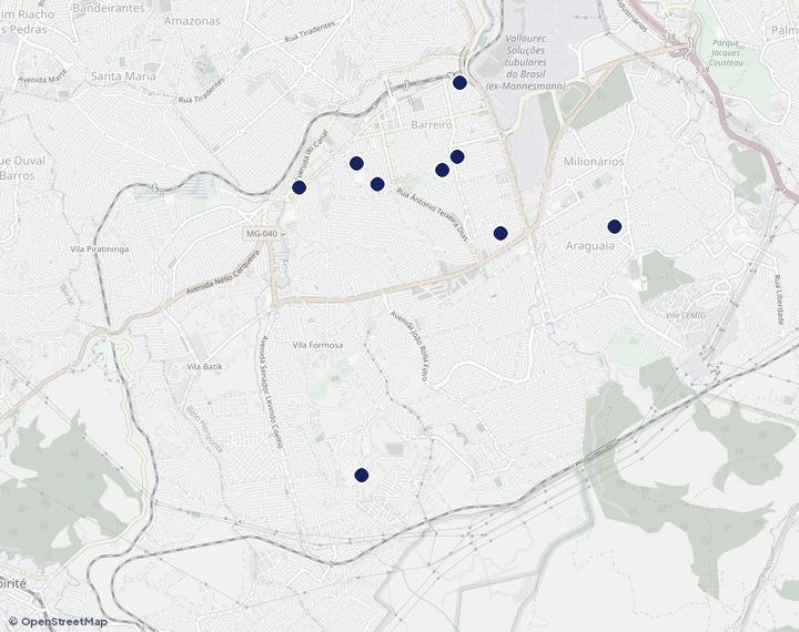 Mapa de Barreiro com os empreendimentos