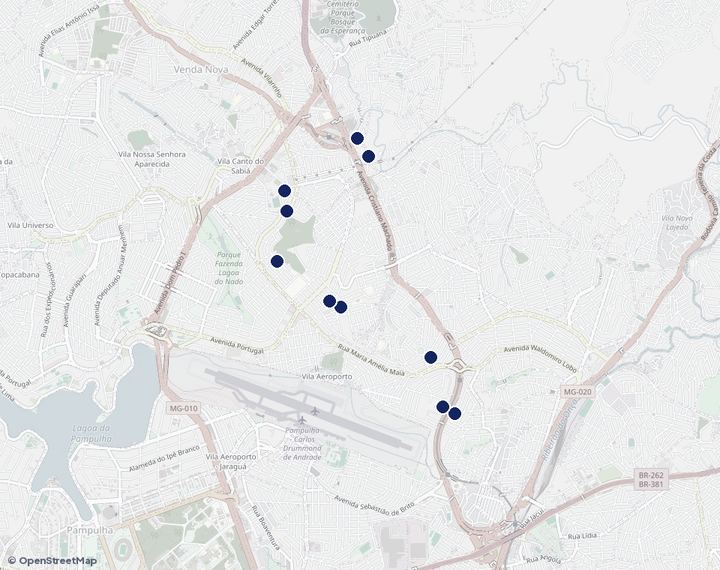 Mapa de Norte com os empreendimentos